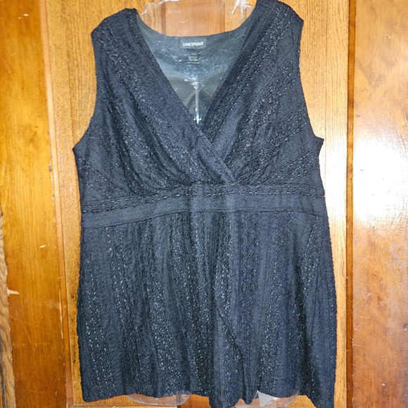 Lane Bryant Tops - Lane Bryant Black Floral Lace Sleeveless Surplice V-Neck Empire Waist Top 18/20